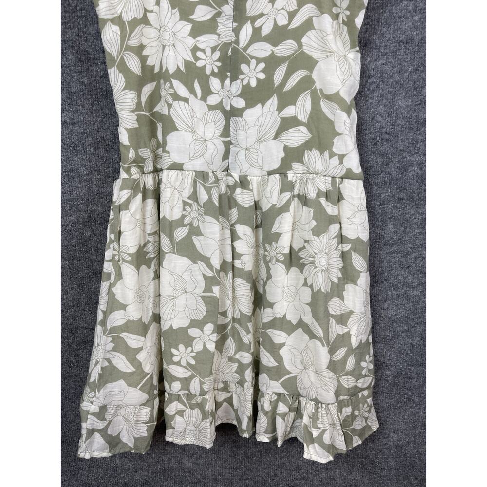 Derek Heart Midi Dress Green & White Floral Print Smocked Spaghetti Strap XL - Picture 9 of 12